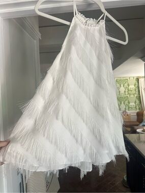 TCEC White Feather Trim Halter Top